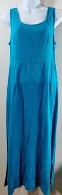 Karin Stevens Teal Blue 2 Piece Women's Dress 12 Lightweight Soft Embroidered